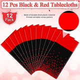 MASHAN 12Pcs Black and Red Tablecloth Party Decorations,Plastic Black