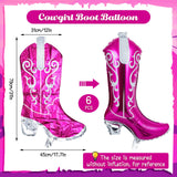 Wettarn 6 Pcs Cowboy Boot Balloons Bulk 25.6 Inch Large Cowgirl R Pink