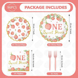 96Pcs One Sweet Peach Birthday Party Decorations Peach 1st Birthday