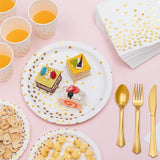 White and Gold Party Supplies, 350PCS Disposable Dinnerware Set