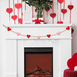 Valentine's Day Garland 3D Felt Valentine Heart Banner with Wooden