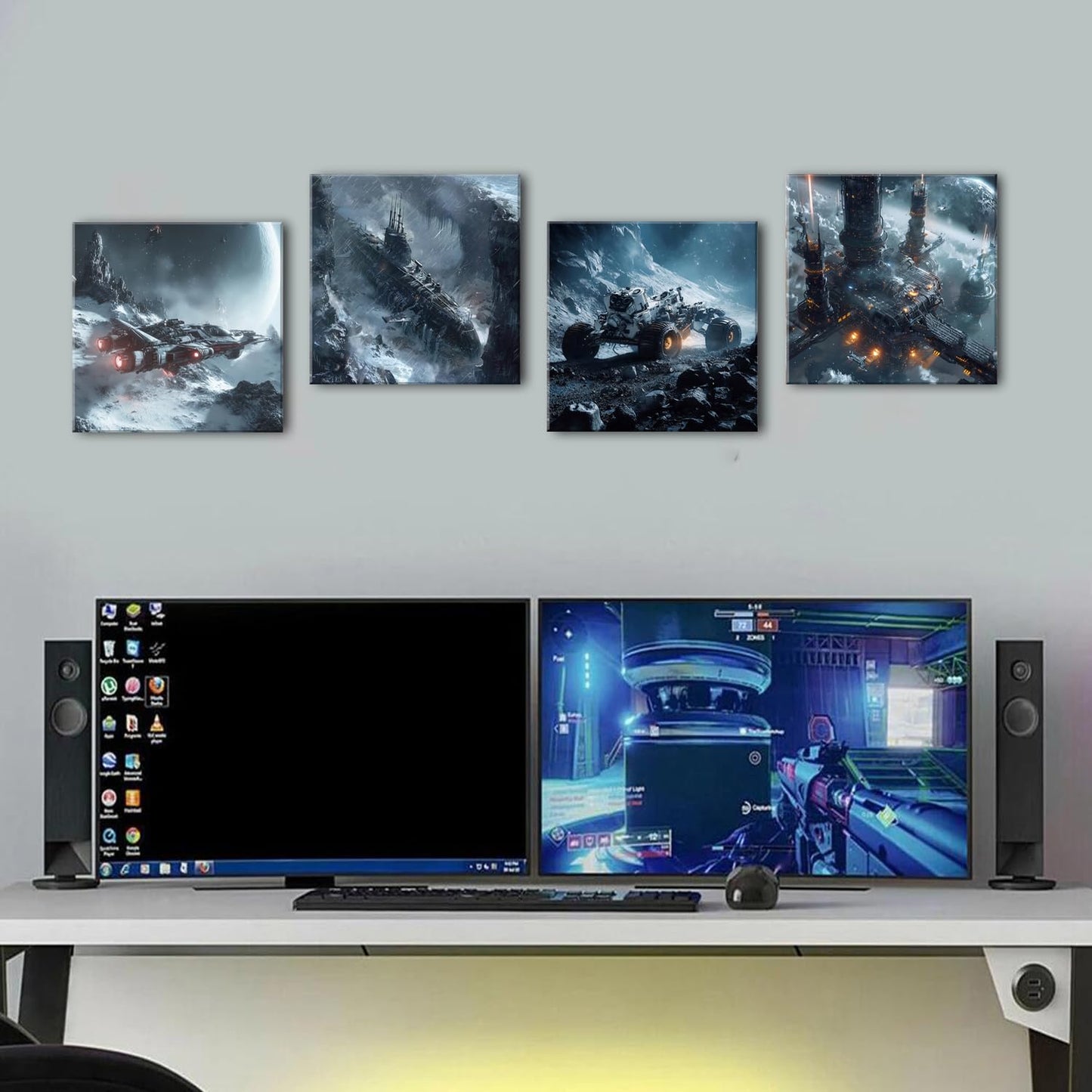 Cyberpunk Space Wall Decor Science Fiction Themed Astronaut Wall Art