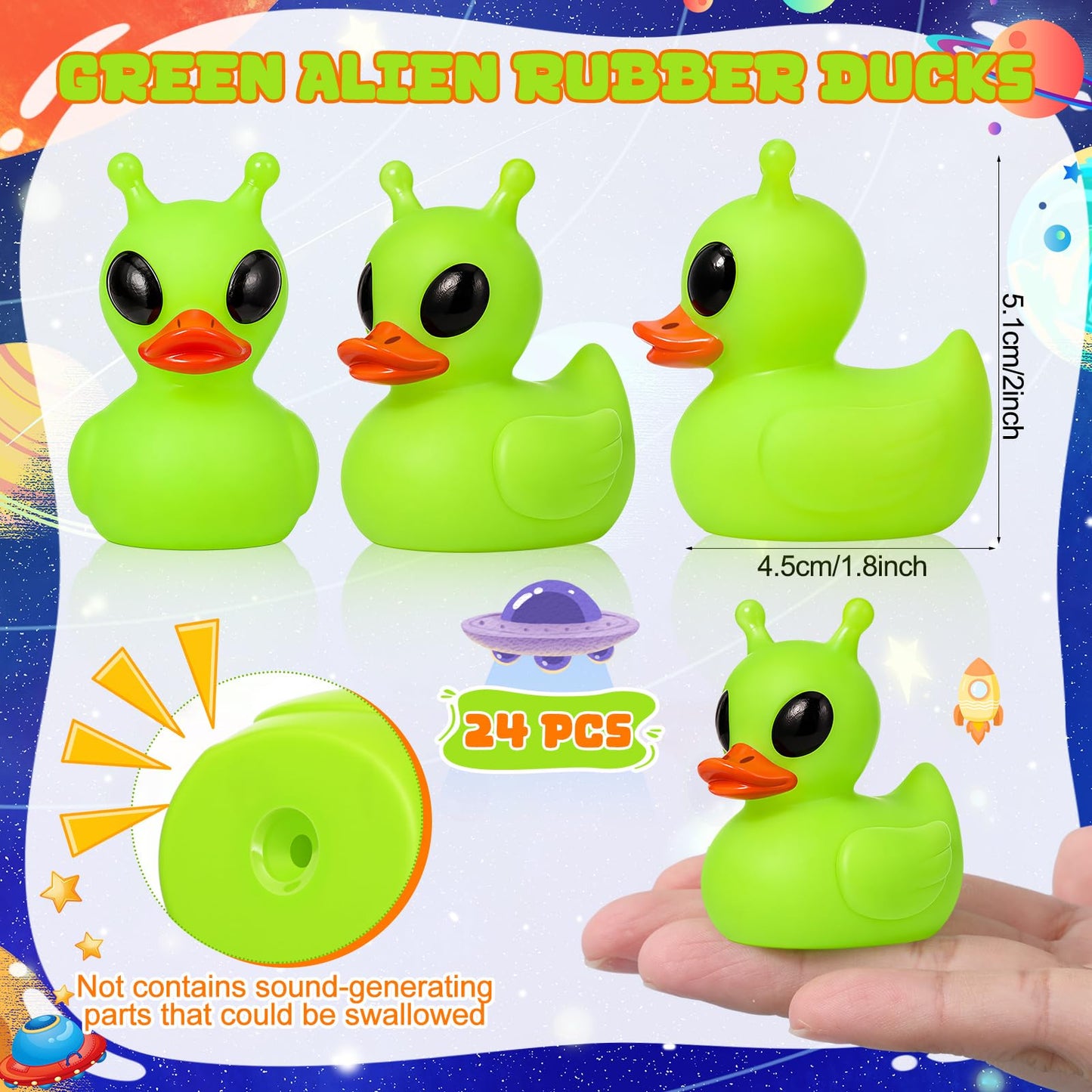 24 Pcs Mini Alien Rubber Ducks Alien Party Favors Small Tiny