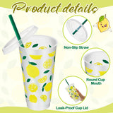 SiliFine 12 Pcs Plastic Lemon Cups, 24oz Reusable Tumbler with Lid and