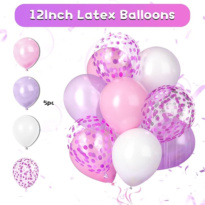Purple Pink Birthday Decorations Princess Party Decorations for