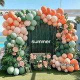 Sage Green Peach Balloon Arch, Double Stuffed Dusty Green Pastel