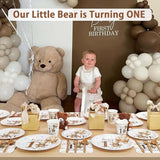 Beary First 1st Birthday Decorations Boy Plates Set 175pcs Teddy