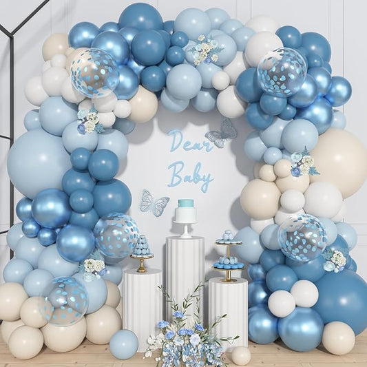 Ouddy Life 157 Pcs Dusty Blue Balloons Garland Arch Kit, Dusty Baby