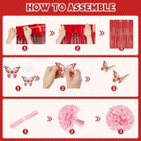 Red Birthday Decorations for Women Girls, Pearl Pink White Confetti