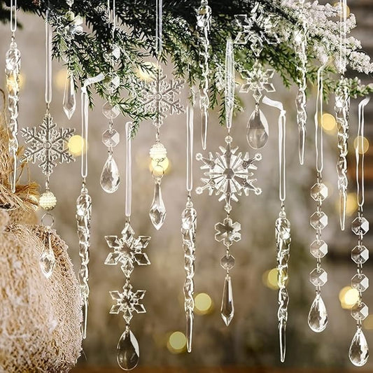 Christmas Tree Decoration Crystal Ornaments - 32pcs Acrylic Christmas