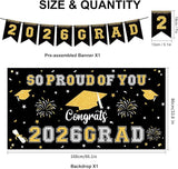 Graduation Decorations 2026 Black Gold Themed Grad Party Decor Set
