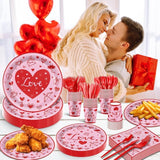 140Pcs Red Valentine's Day Party Decorations Envelope Heart Plates