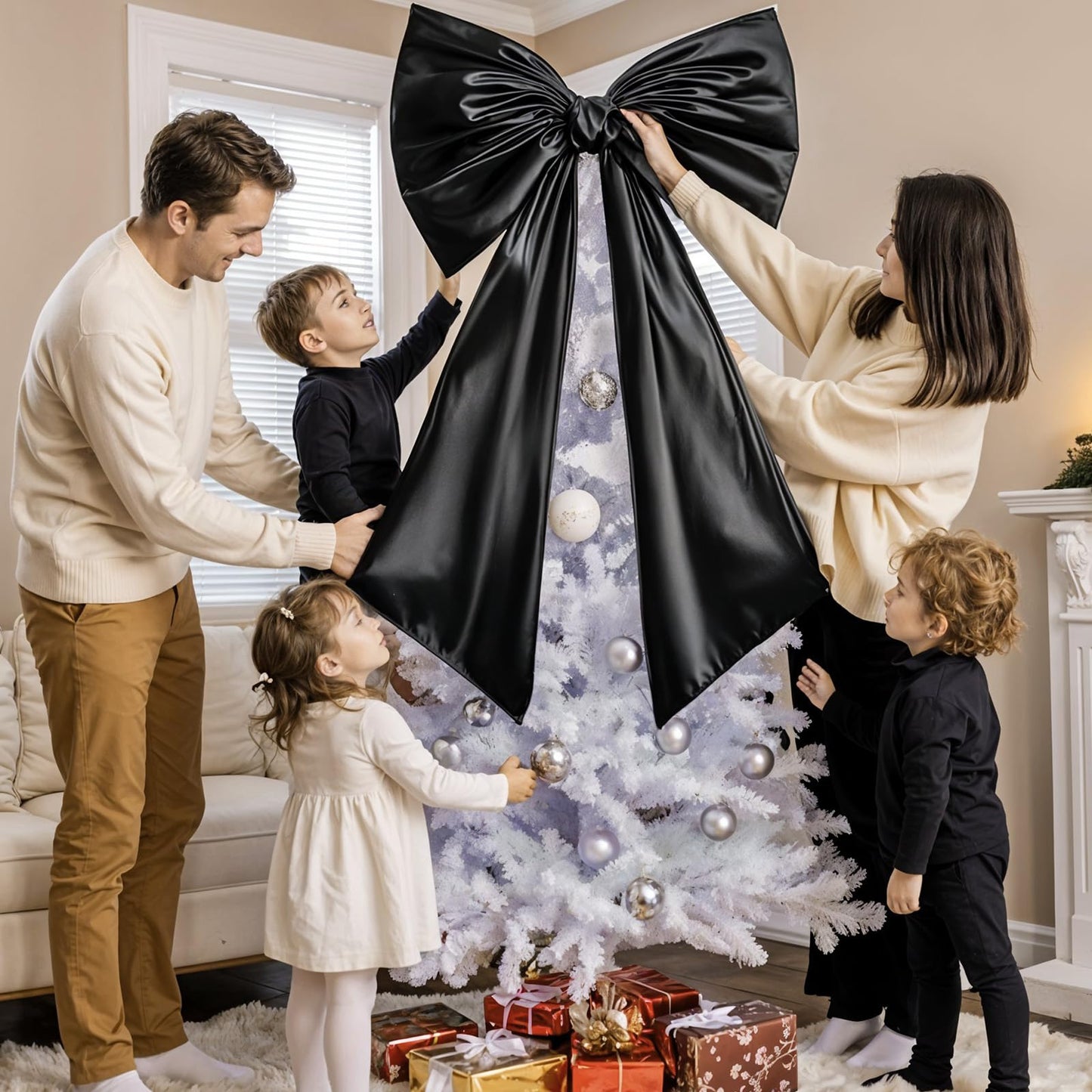 Froova Black Bow Decor, 40 x 24 Inches Large Big Black Bow Party