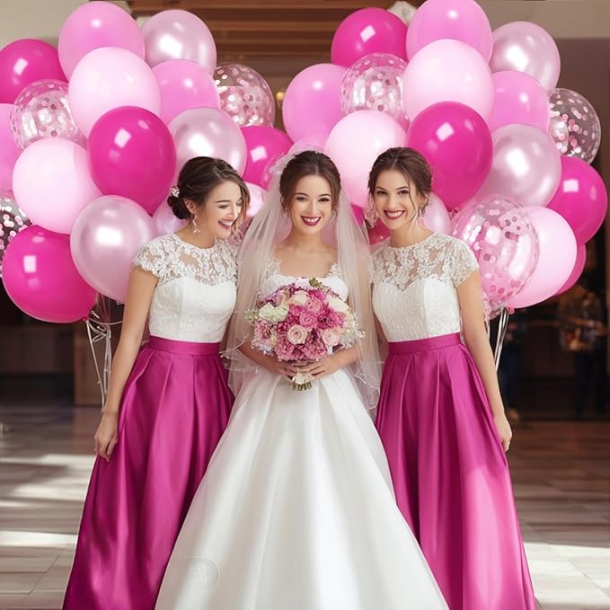 Zesliwy Pink Balloon Hot Pink Balloons Set, 50pcs 12inch Pastel Light