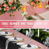 Breling 8 Pack Black and Rose Gold Disposable Plastic Tablecloths and