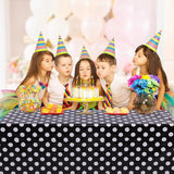 Kesfey 5 Packs Black and White Dots Table Cloth 54x108 Inch Black