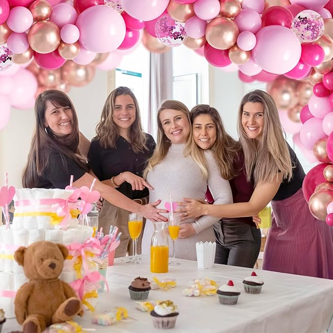 Pink Balloons Arch Kit Garland 131PCS as Pink Decor, Aivatoba