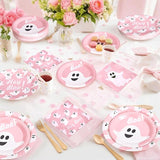 180Pcs Halloween Party Supplies Serve 60 Pink Ghost Paper Plates and
