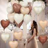 Cream Brown Heart Balloons, 12Pcs Brown Apricot Foil Balloons, Beige