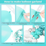 Amandir 153 Pcs Teal Balloons Arch Garland Kit, Different Sizes 18 12