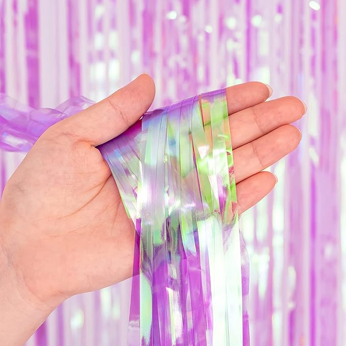 BRAVESHINE Iridescent Purple Foil Curtain - 2 Pack 3.2x6.5ft