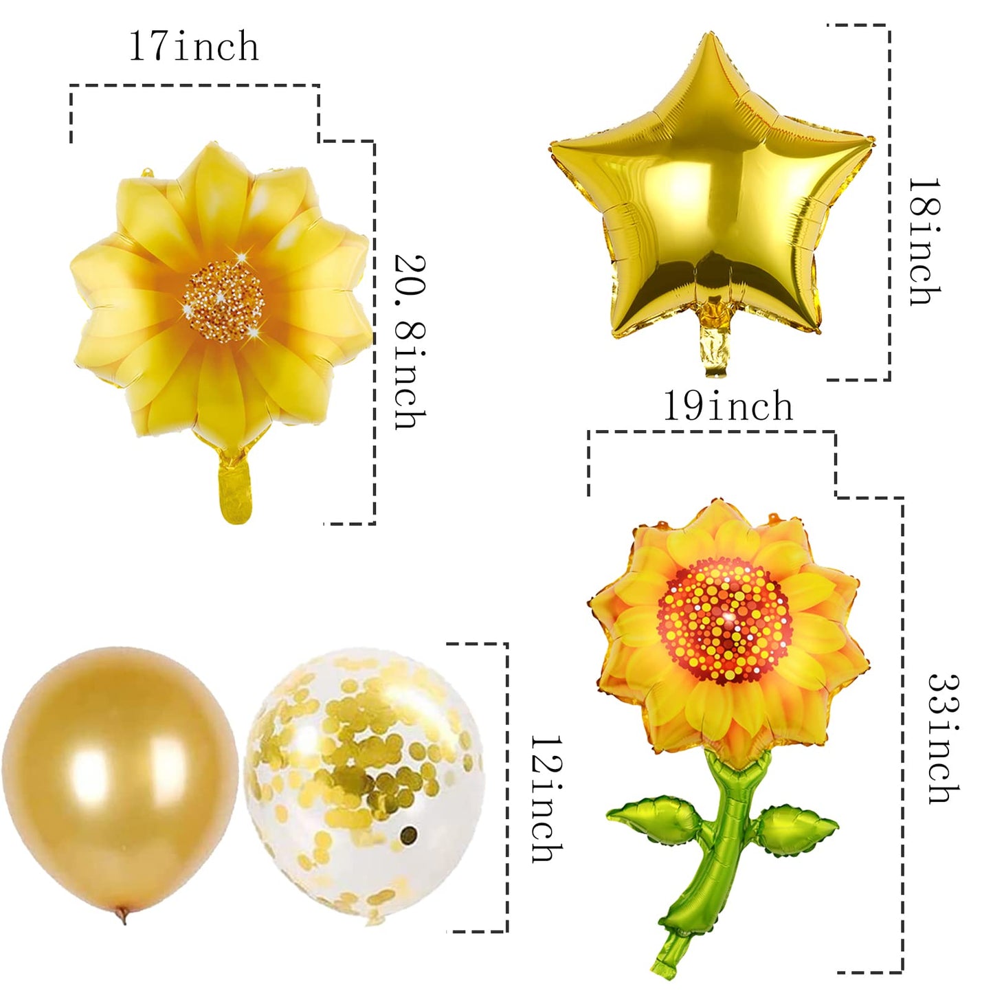 BIEUFBJI Yellow Sunflower Birthday Balloons Aluminum Foil Sunflower