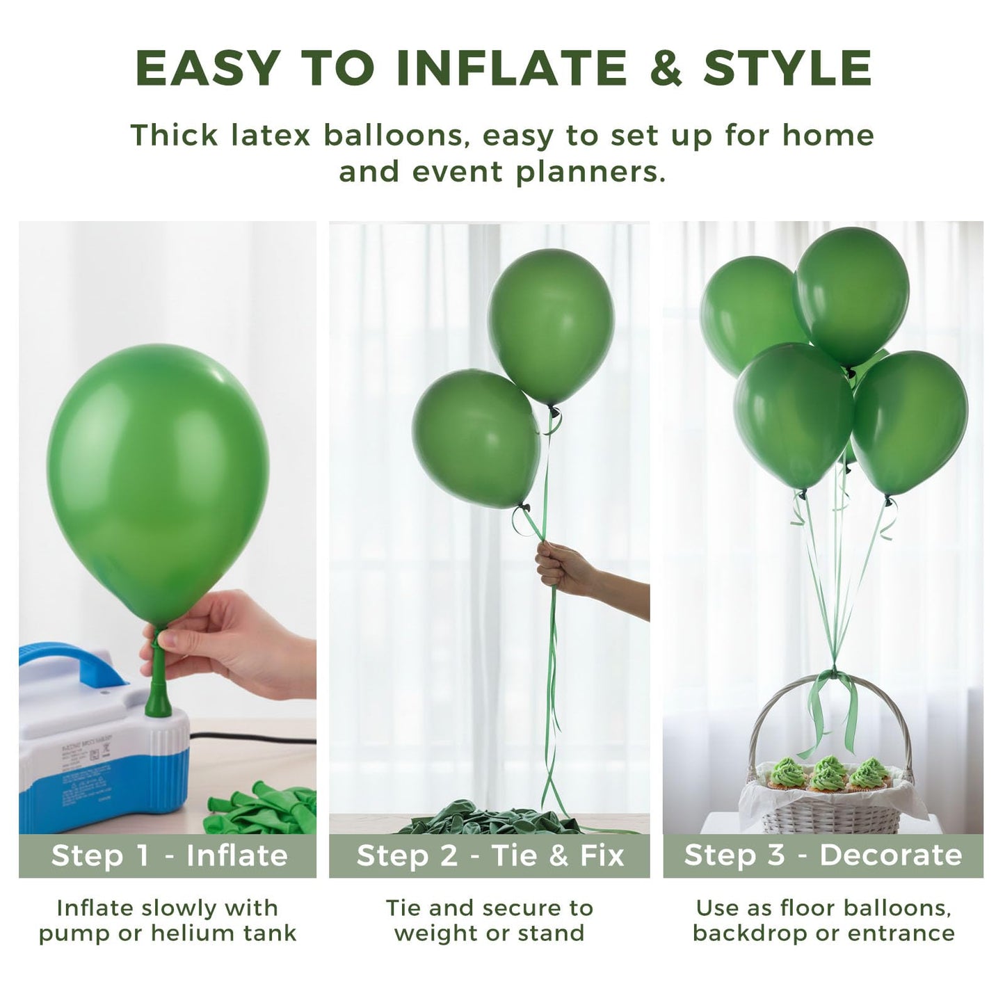 LovesTown 150 PCS Dark Green Balloons Different Size of 18 12 10 5
