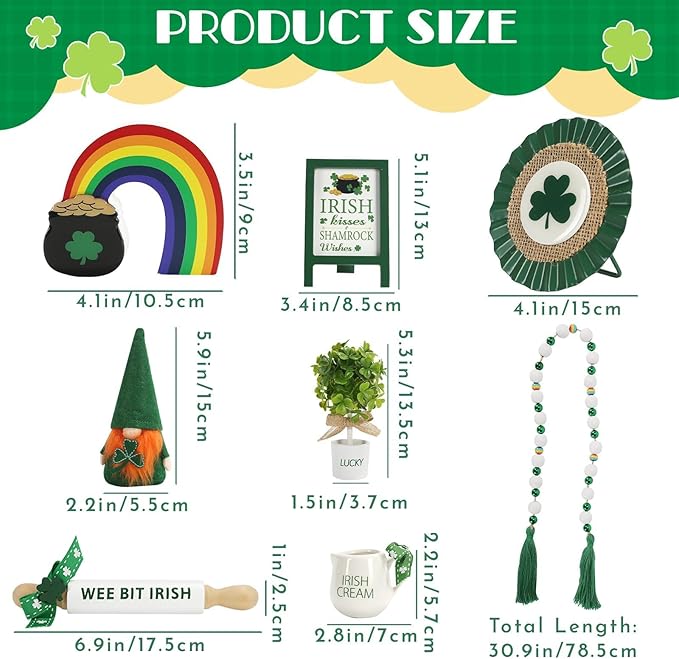 St Patrick's Day Decoration 8 PCS Tiered Tray Decor Set Cute