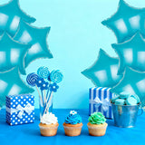 MEETINGU Light Blue Star Shape Foil Balloons 18Inch Light Blue Foil