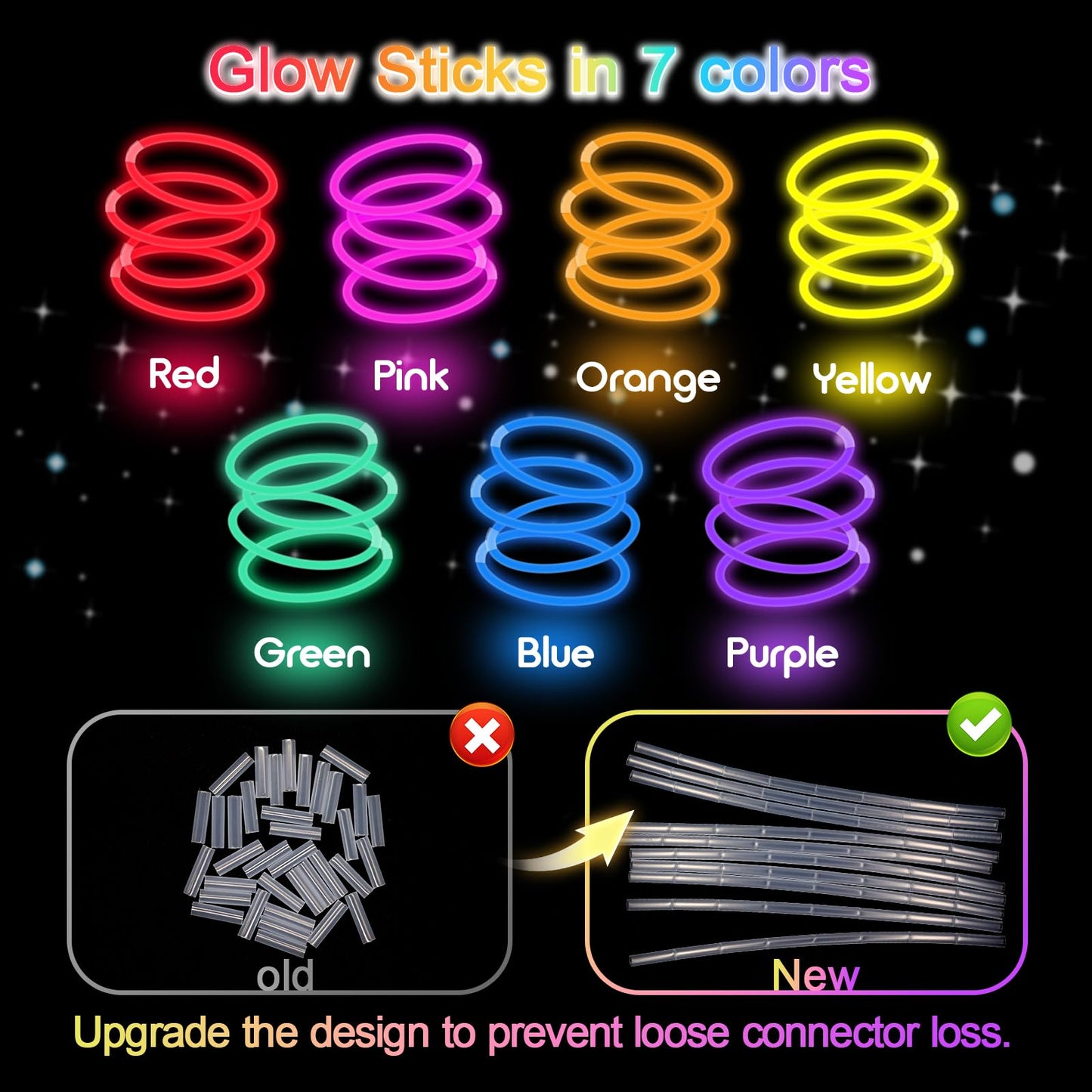 JICUICUI Glow Sticks Bulk Party Pack- Ultra Bright 800pk Glow in the