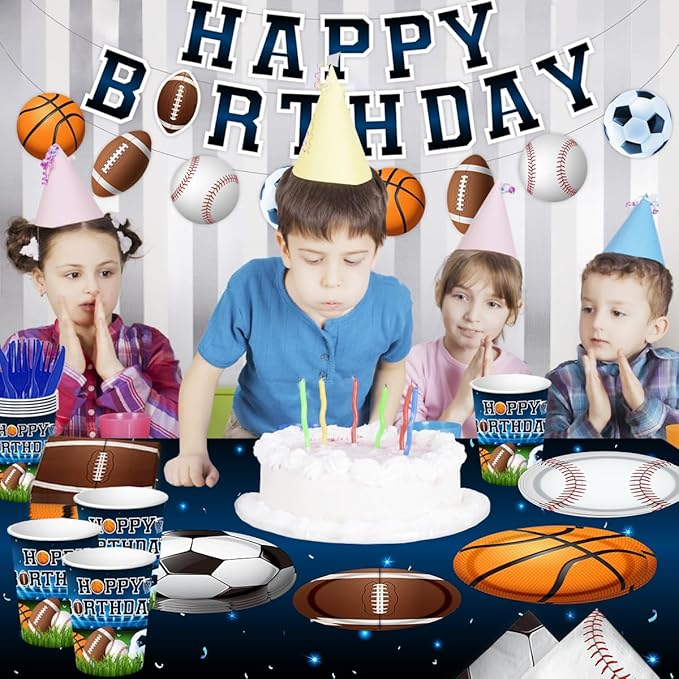 Sports Birthday Party Decorations 142Pcs Sports Theme Plates and