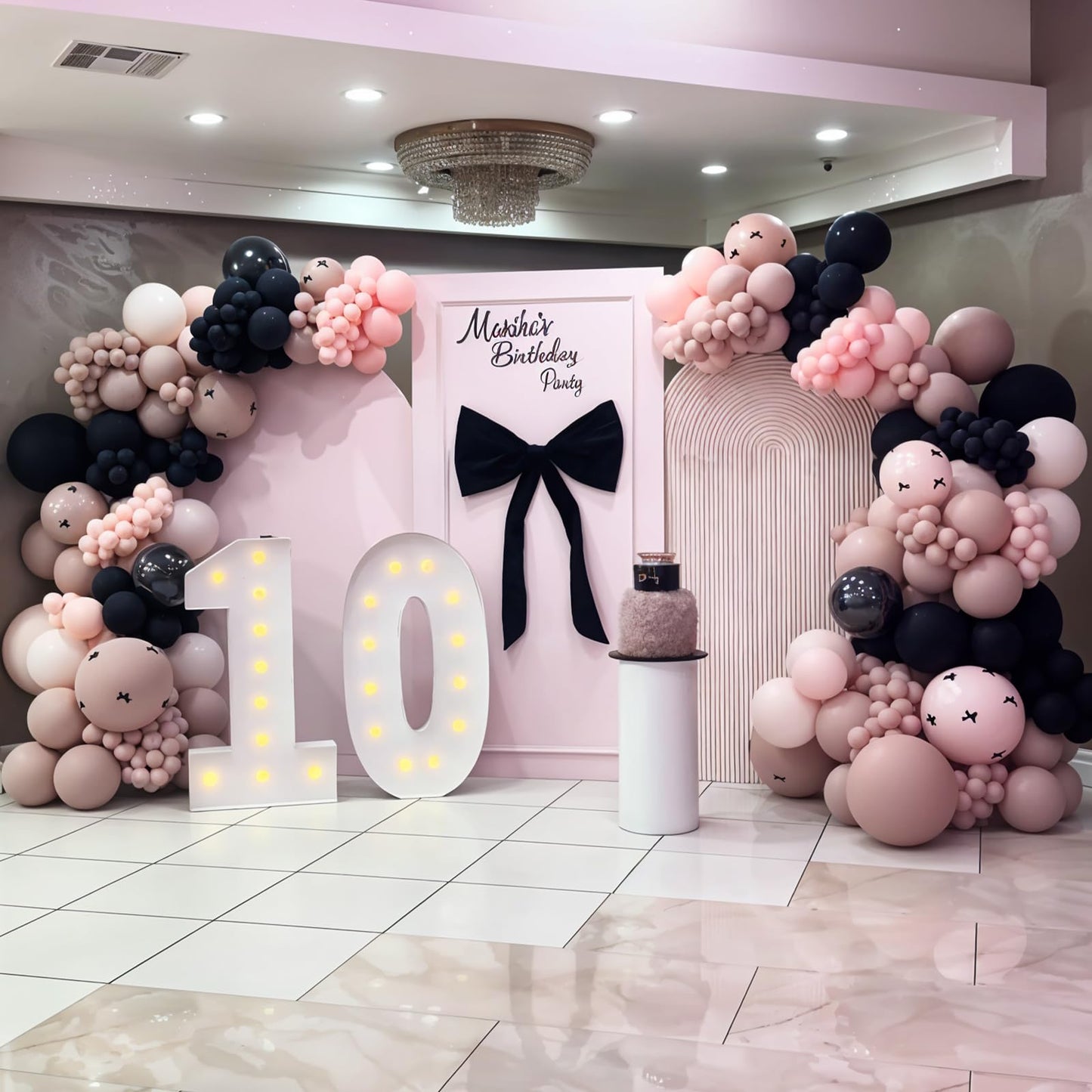 HILAVO Pink and Black Balloons Arch Kit Bow Balloon Garland Coquette
