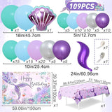 Mermaid Birthday Party Decorations 105pcs Purple Mermaid Birthday