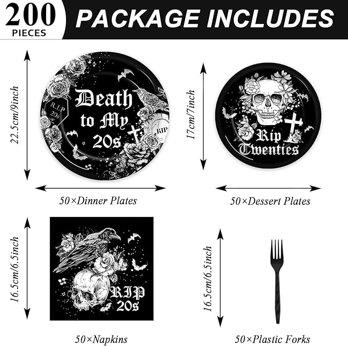 50 Guests 30th Birthday Plates and Napkins Party Supplies Death to
