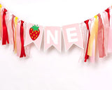 Strawberry First Birthday High Chair Banner Berry Themed Party Decor
