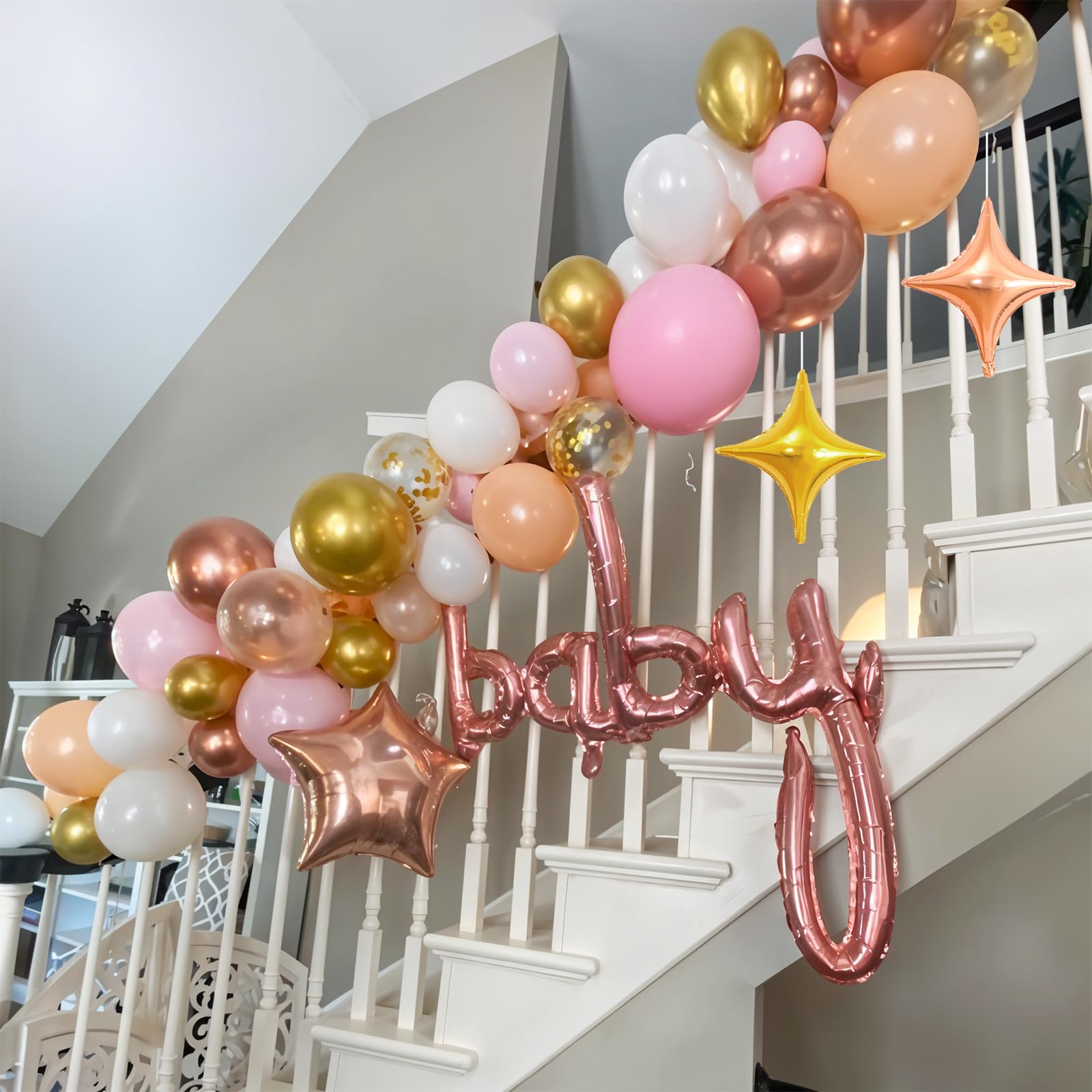 Pink and White Balloon Arch Kit, Pink and Gold Balloons Garland with
