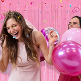 20 Pack Foil Curtain Pink Backdrop Streamers Metallic Tinsel Fringe