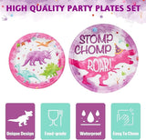 Girl Dinosaur Party Decorations 64 PCS Dinosaur Plates Napkins and