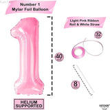 KatchOn, Light Pink 1 Balloon Number - 40 Inch | Number 1 Balloons