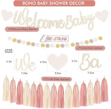 Dusty Pink Boho Baby Shower Party Decorations Beige Champagne Girl