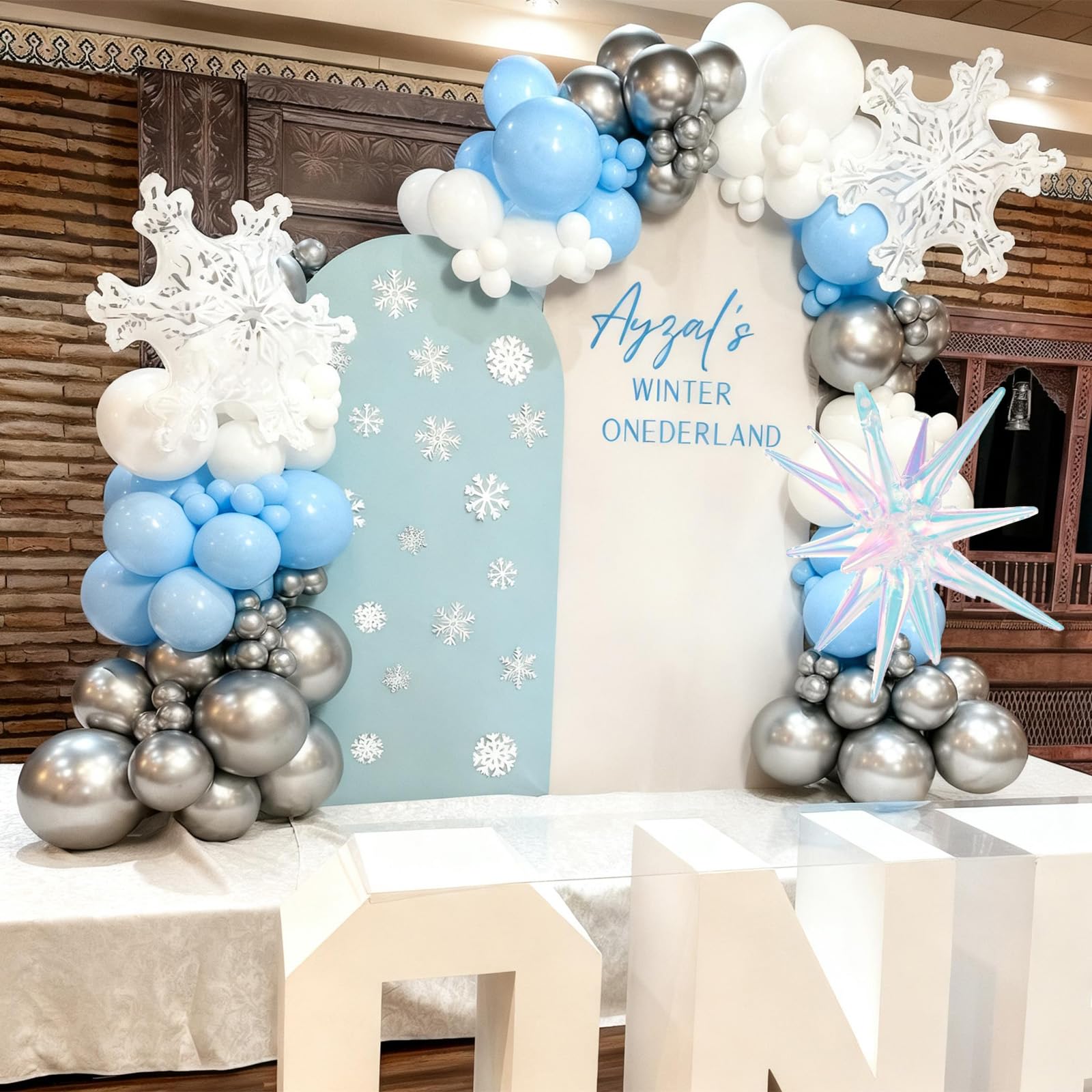 Froova Snowflake Balloons Light Baby Pastel Blue and White Balloons
