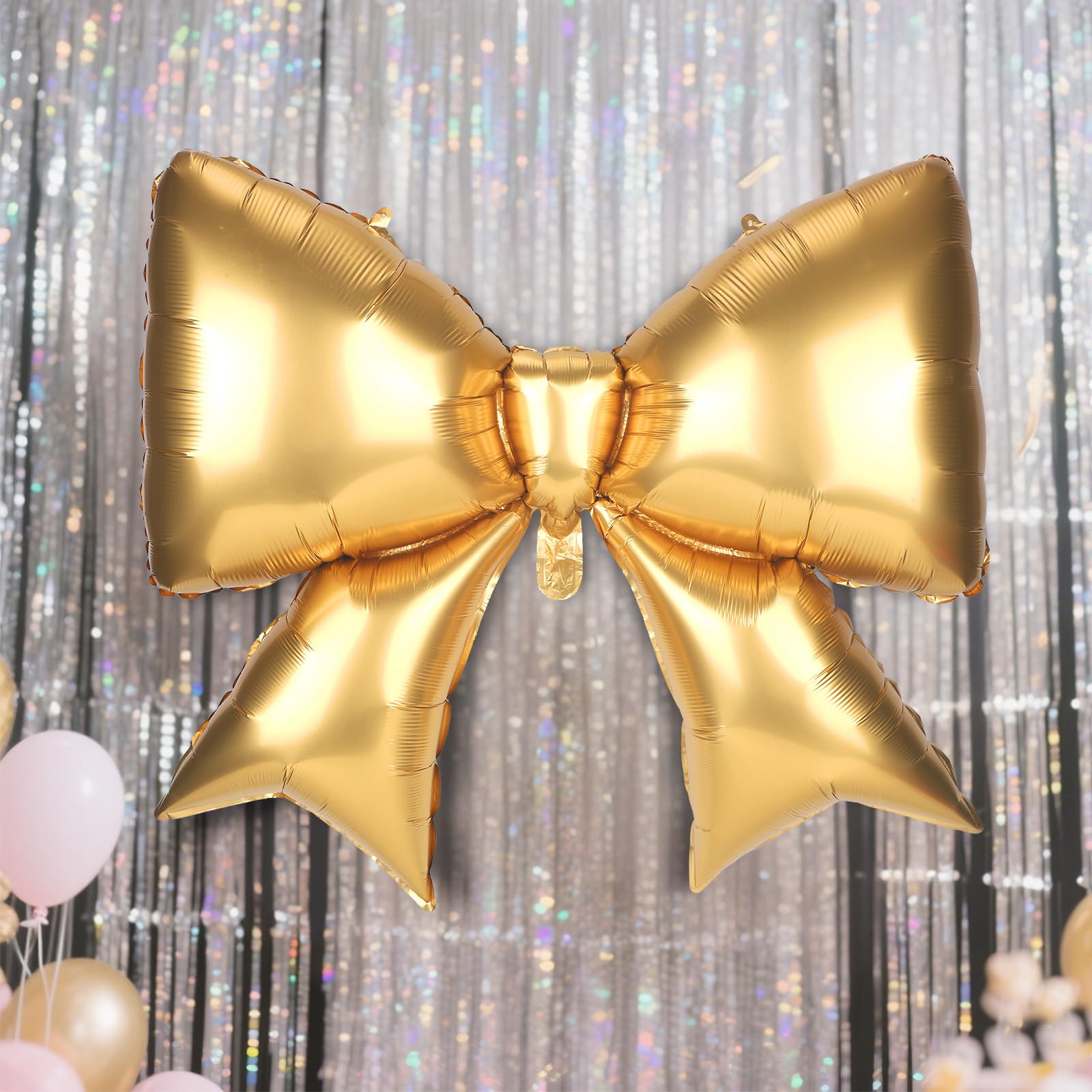 4Pcs Giant Bow Balloons, 97.5cm/38in Big Elegant Coquette Theme Gold