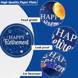 96Pcs Blue Retirement Plates and Napkins Blue Silver Retirement