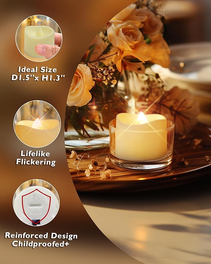 Homemory 12-Pack Flameless LED Tea Lights Candles Battery Operated, 20