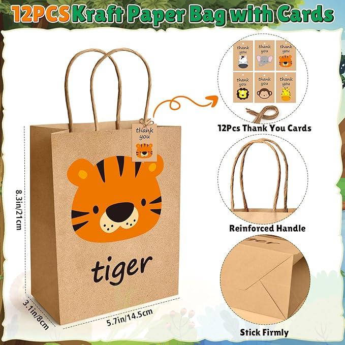 12 Sets Jungle Safari Party Favors Wild Animals Birthday Supplies