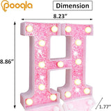 Pooqla LED Marquee Letter Lights, Light Up Pink Letters Glitter #11