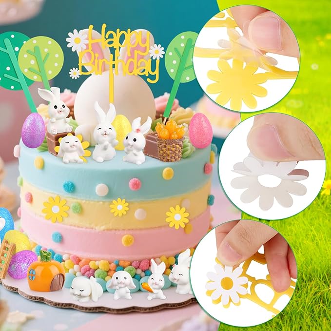 29Pcs Easter Cake Decorations Set with Mini Rabbits Easter Eggs