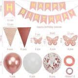 Rose Gold Birthday Decoration, 18 pcs 12 inch Happy Birthday Banner