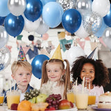 Zesliwy Blue White Silver Balloons Set,50Pcs 12 Inch Metallic Dark