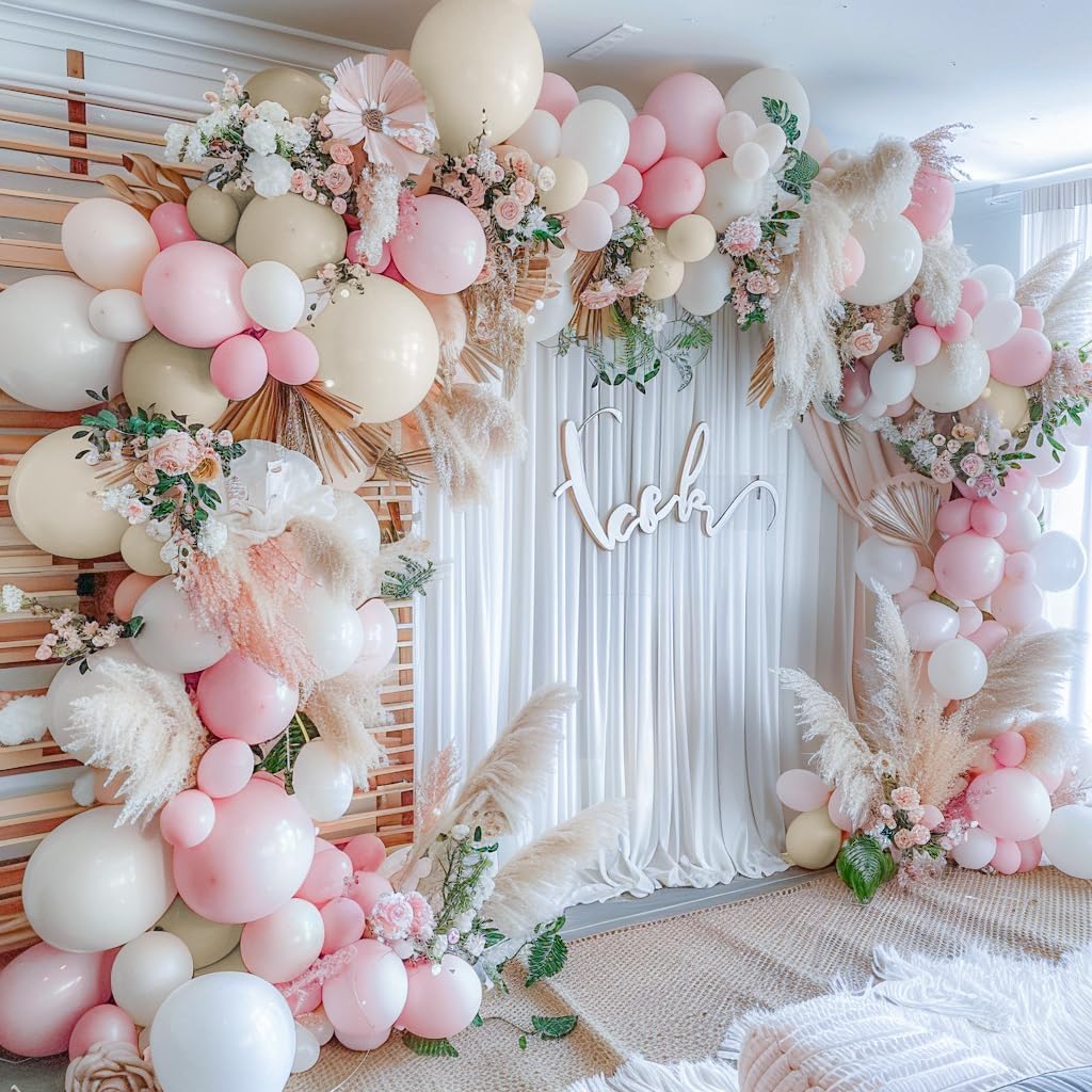 Pastel Light Pink Balloons Double Stuffed Pink Balloon Garland Arch